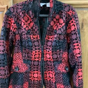 Byron Lars Red and Black Lace Jacket…size 8